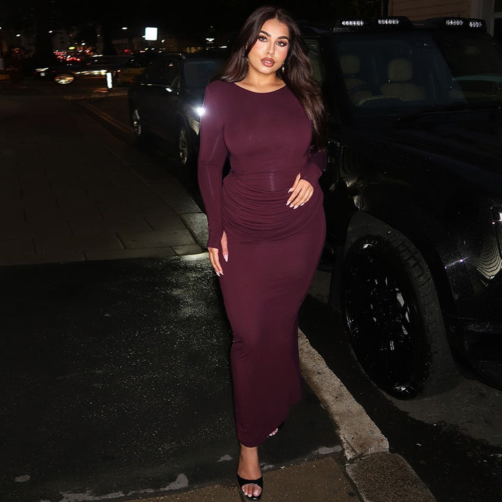 שמלת מקסי בעיצוב קיפולים - מורג