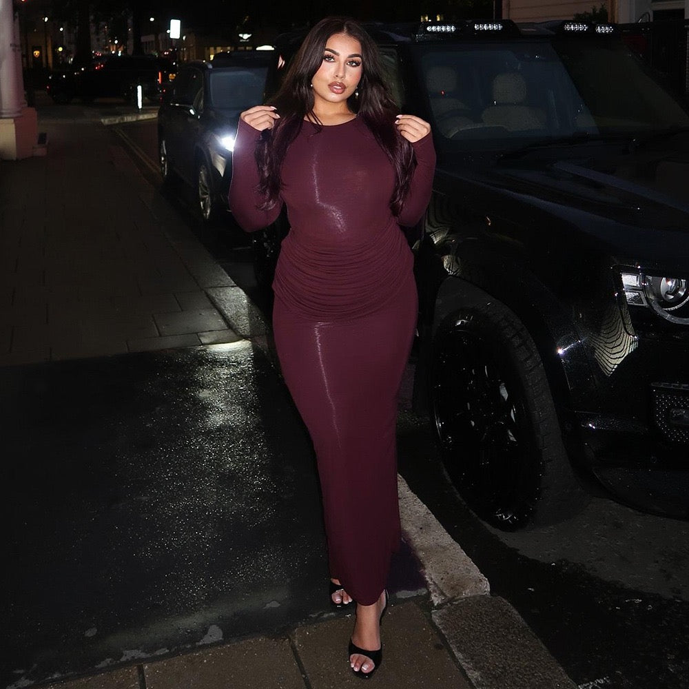 שמלת מקסי בעיצוב קיפולים - מורג