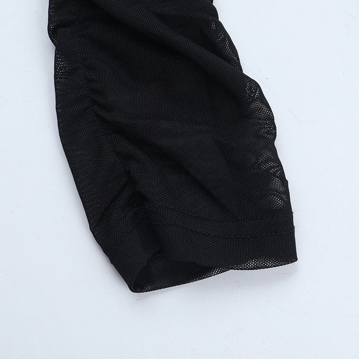 שמלת מיני כיווצים כתפיים חשופות בעיצוב שיפון בעיטור אבזמים - מליסה