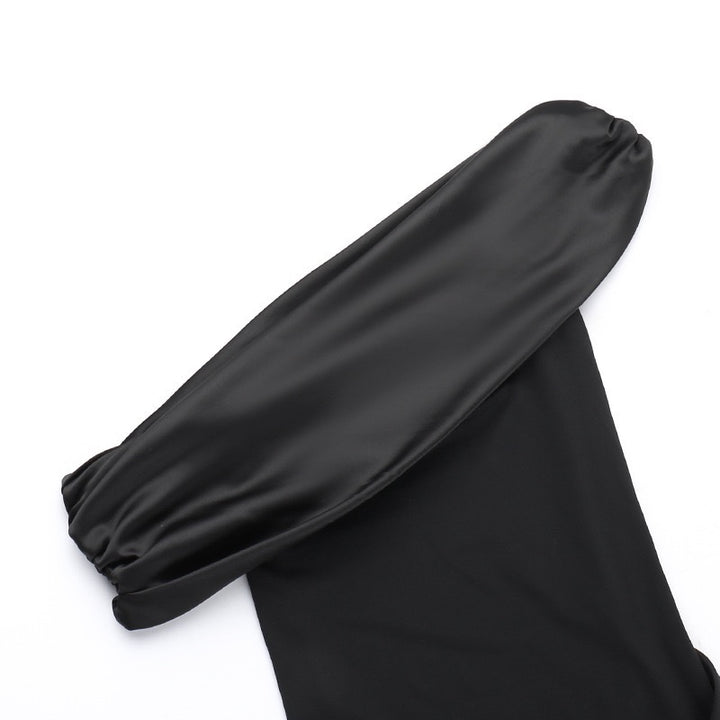 שמלת מקסי אלגנטית בעיצוב כתף חשופה בעיטור סאטן  - פלורן