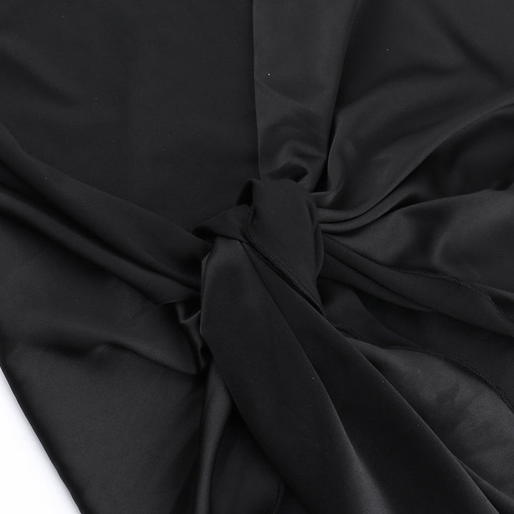 שמלת מקסי אלגנטית בעיצוב כתף חשופה בעיטור סאטן  - פלורן