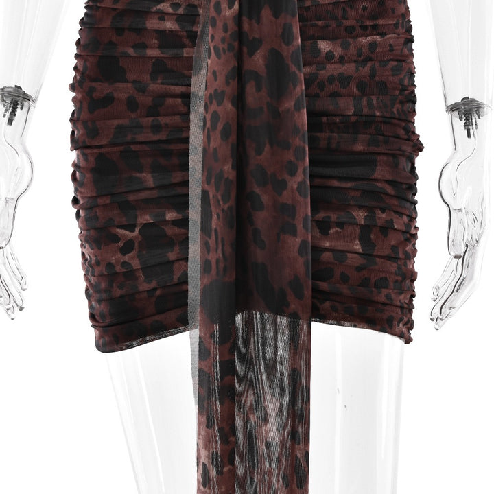 שמלת מיני כיווצים קשירה בעורף גב פתוח - זויה