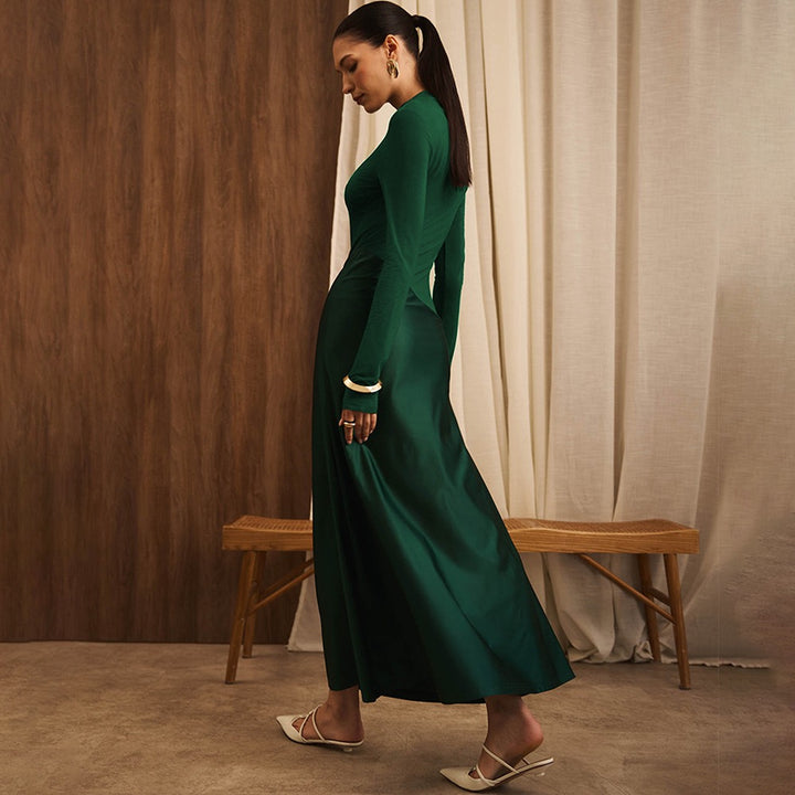 שמלת מקסי בעיצוב סאטן  - שירי