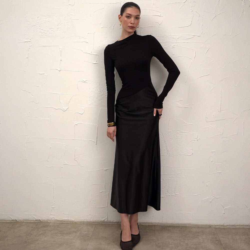 שמלת מקסי בעיצוב סאטן  - שירי