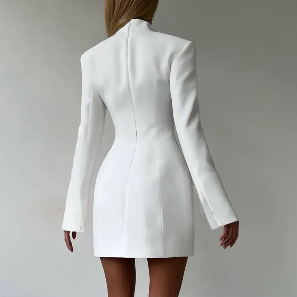 שמלת מיני מחויטת בעיצוב אלגנטי סגירת כפתורים - דיאן