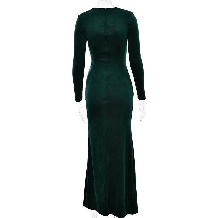 שמלת מקסי קטיפה בעיצוב שסע - פראג