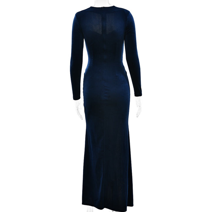 שמלת מקסי קטיפה בעיצוב שסע - פראג