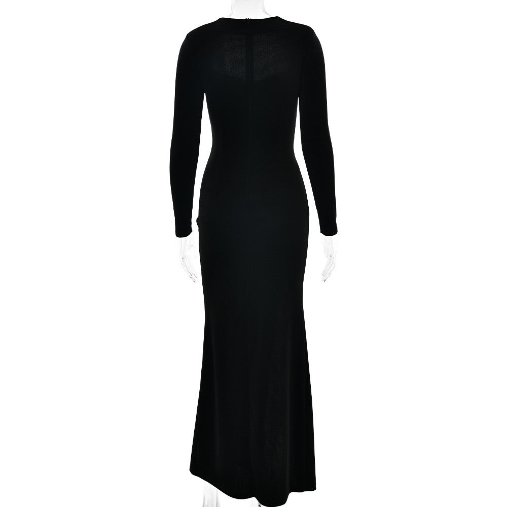 שמלת מקסי קטיפה בעיצוב שסע - פראג