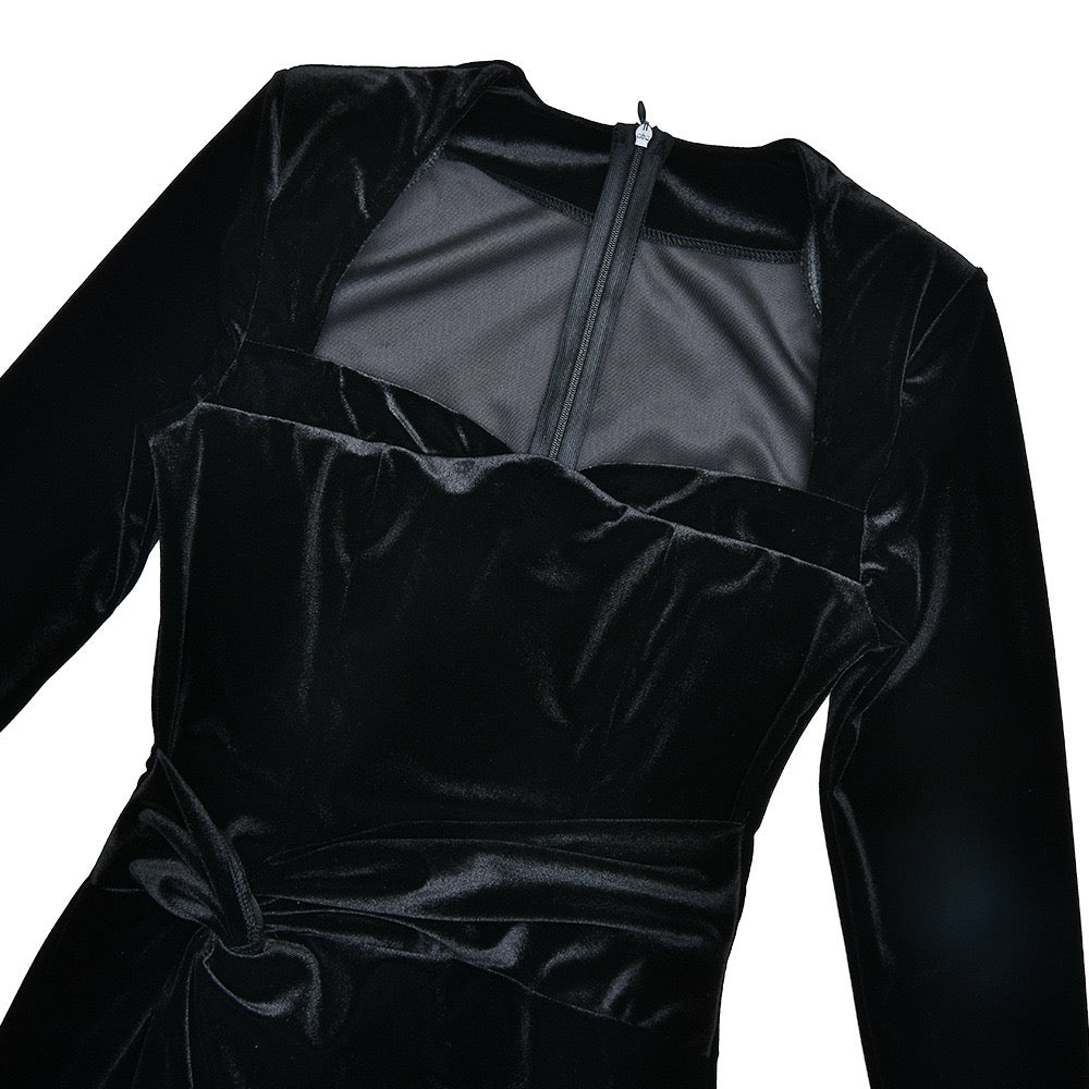 שמלת מקסי קטיפה בעיצוב שסע - פראג