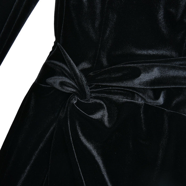 שמלת מקסי קטיפה בעיצוב שסע - פראג