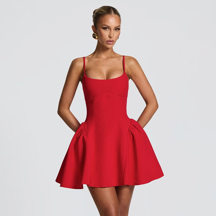 שמלת מיני בגזרת A - שקד