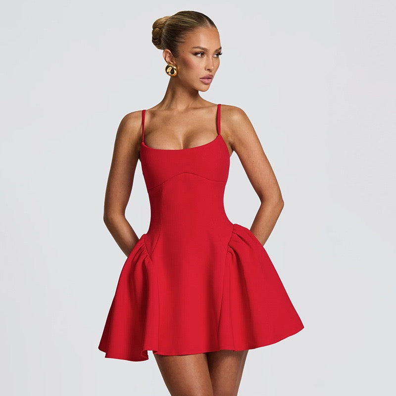 שמלת מיני בגזרת A - שקד