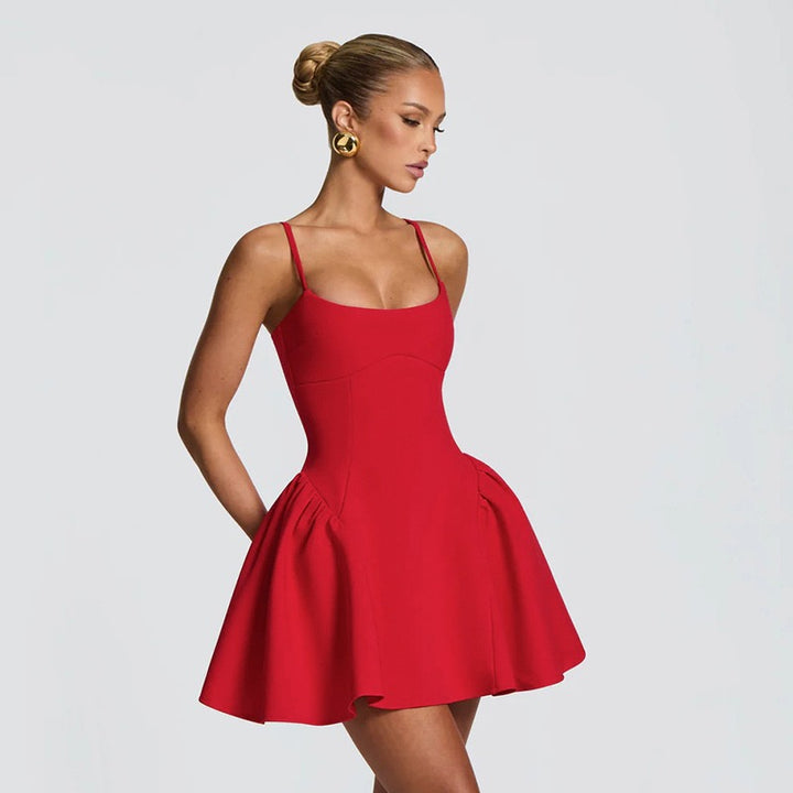 שמלת מיני בגזרת A - שקד