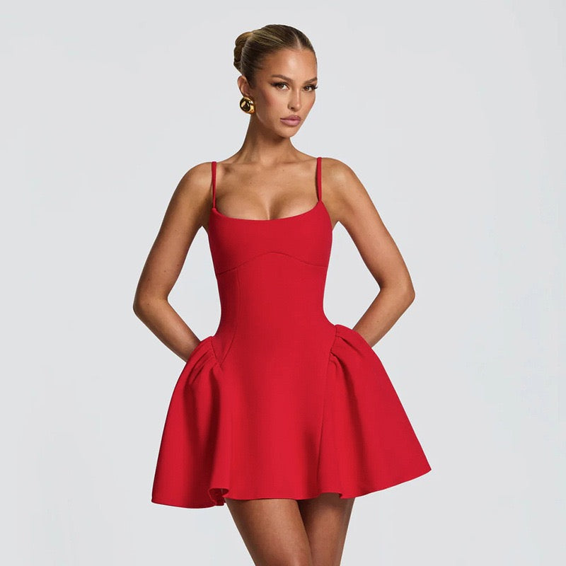 שמלת מיני בגזרת A - שקד