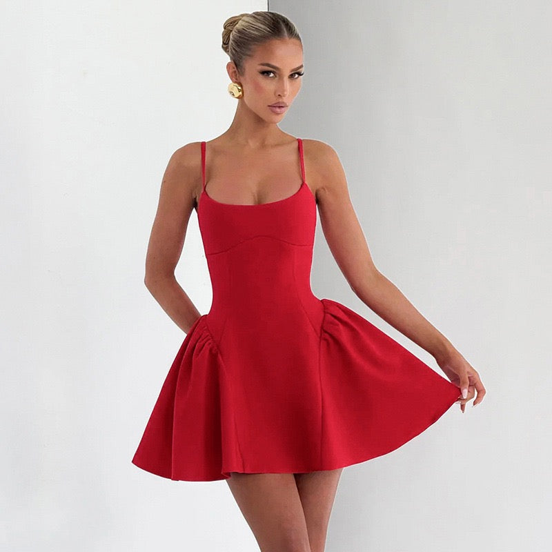 שמלת מיני בגזרת A - שקד