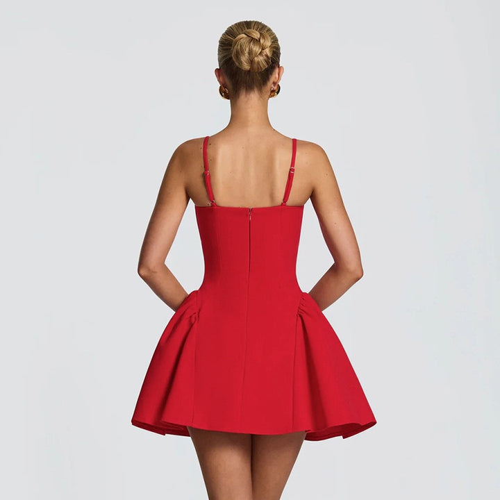 שמלת מיני בגזרת A - שקד