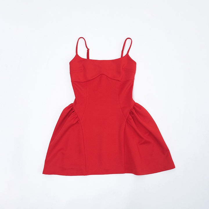 שמלת מיני בגזרת A - שקד