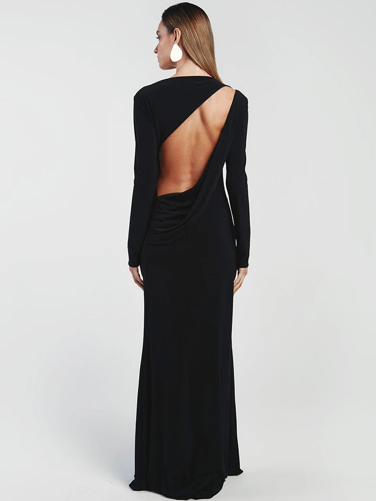 שמלת מקסי אלגנטית בעיצוב גב פתוח - אורנה