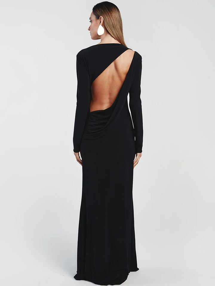 שמלת מקסי אלגנטית בעיצוב גב פתוח - אורנה