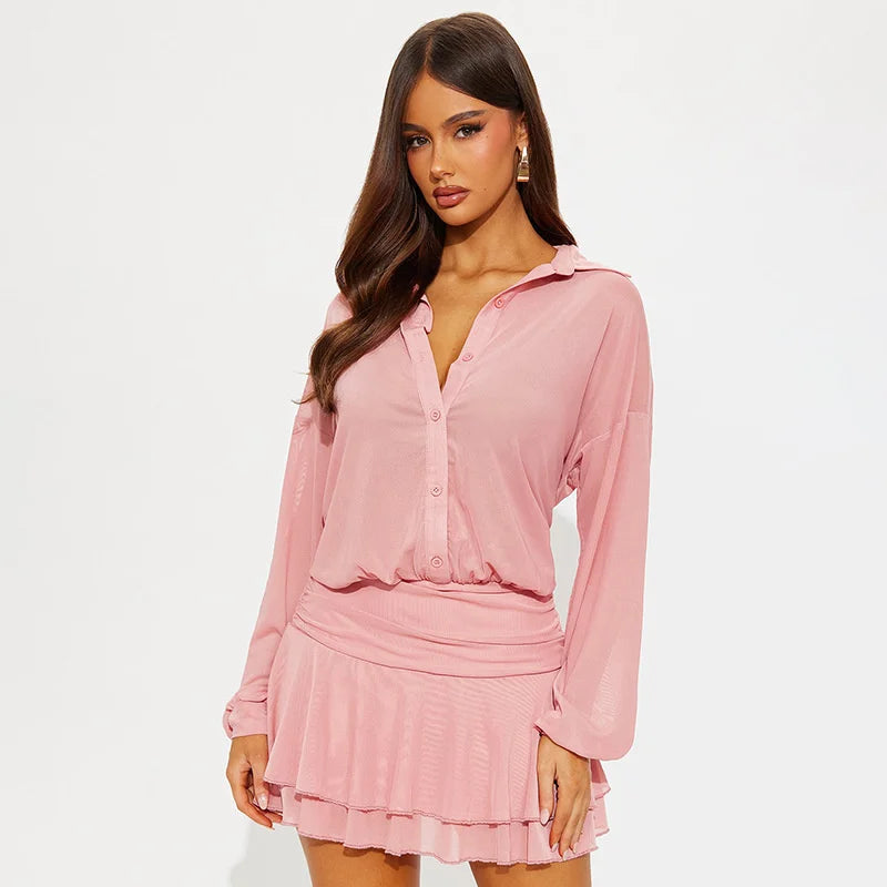 שמלת מיני שיפון מלמלה בעיצוב כפתורים - רעות