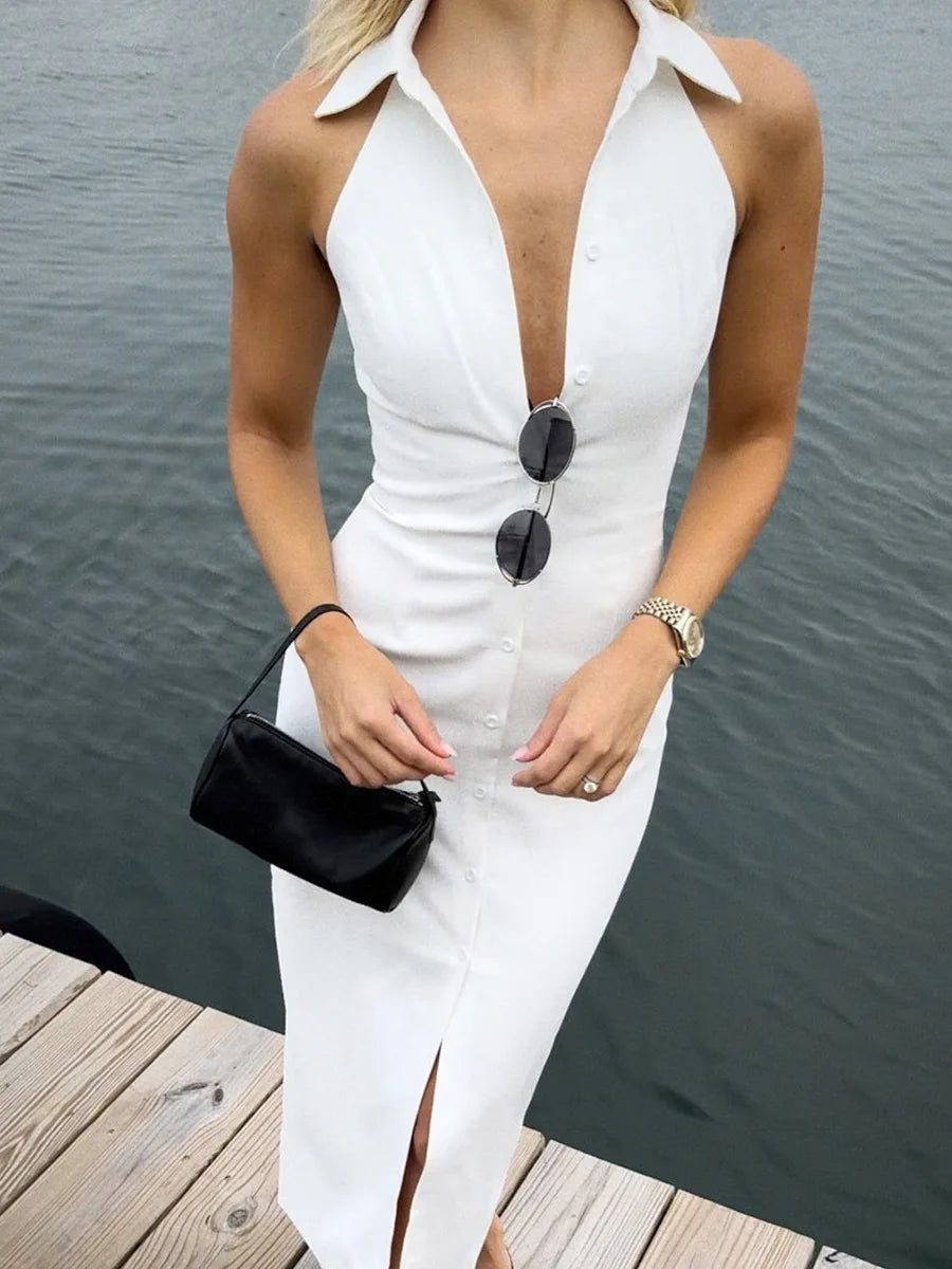 שמלת מקסי מחויטת בעיצוב כפתורים - JADORE