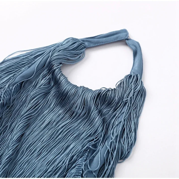 שמלת מיני קולר גב פתוח בעיצוב פרנזים - מריצה