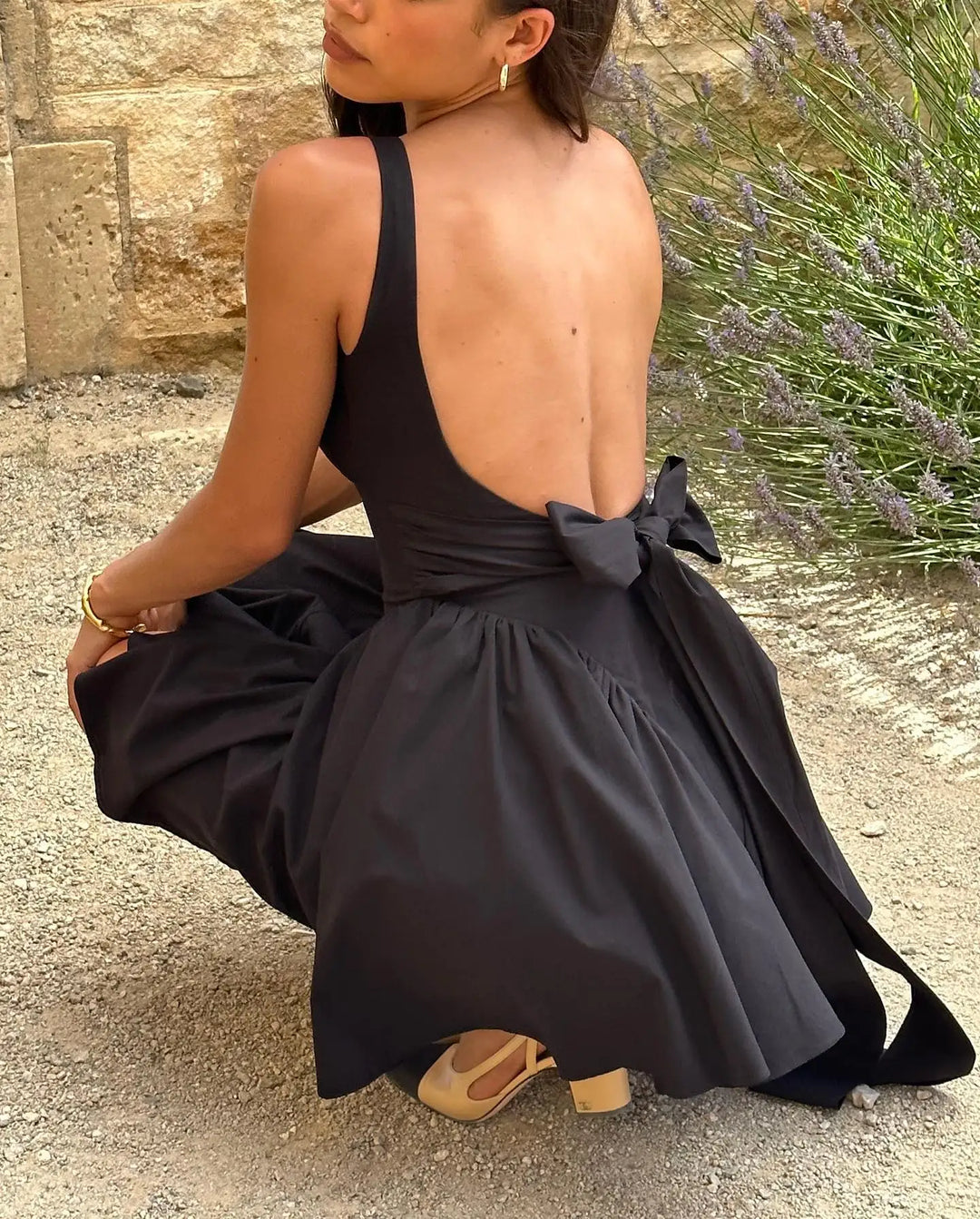 שמלת מיני בגזרת A קשירת פפיון מאחורה - לינדה
