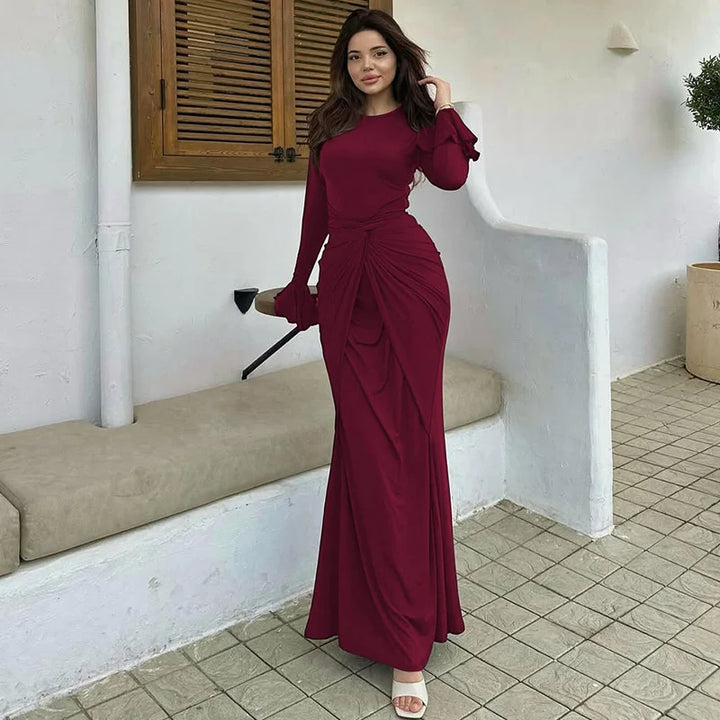 שמלת מקסי בעיטור קשירה ושרוולי פעמון - ברכה