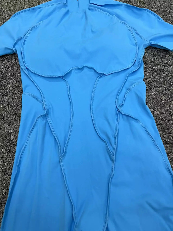 אוברול בד מחטב בעיצוב תפירה חיצונית גב פתוח - קוני