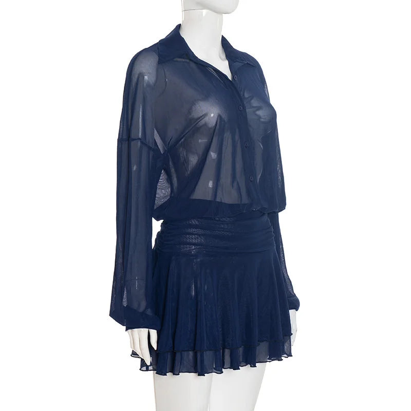 שמלת מיני שיפון מלמלה בעיצוב כפתורים - רעות