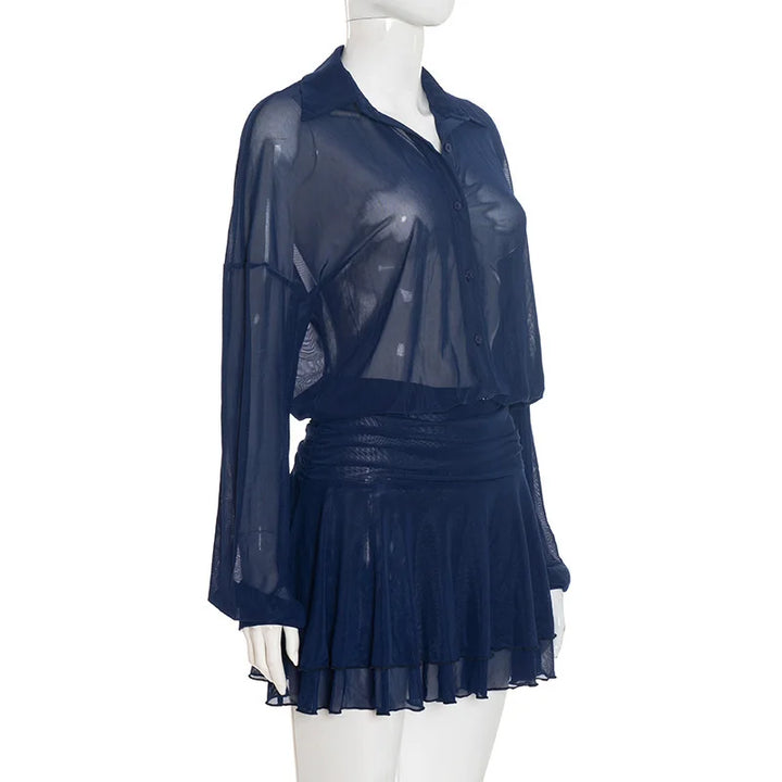 שמלת מיני שיפון מלמלה בעיצוב כפתורים - רעות