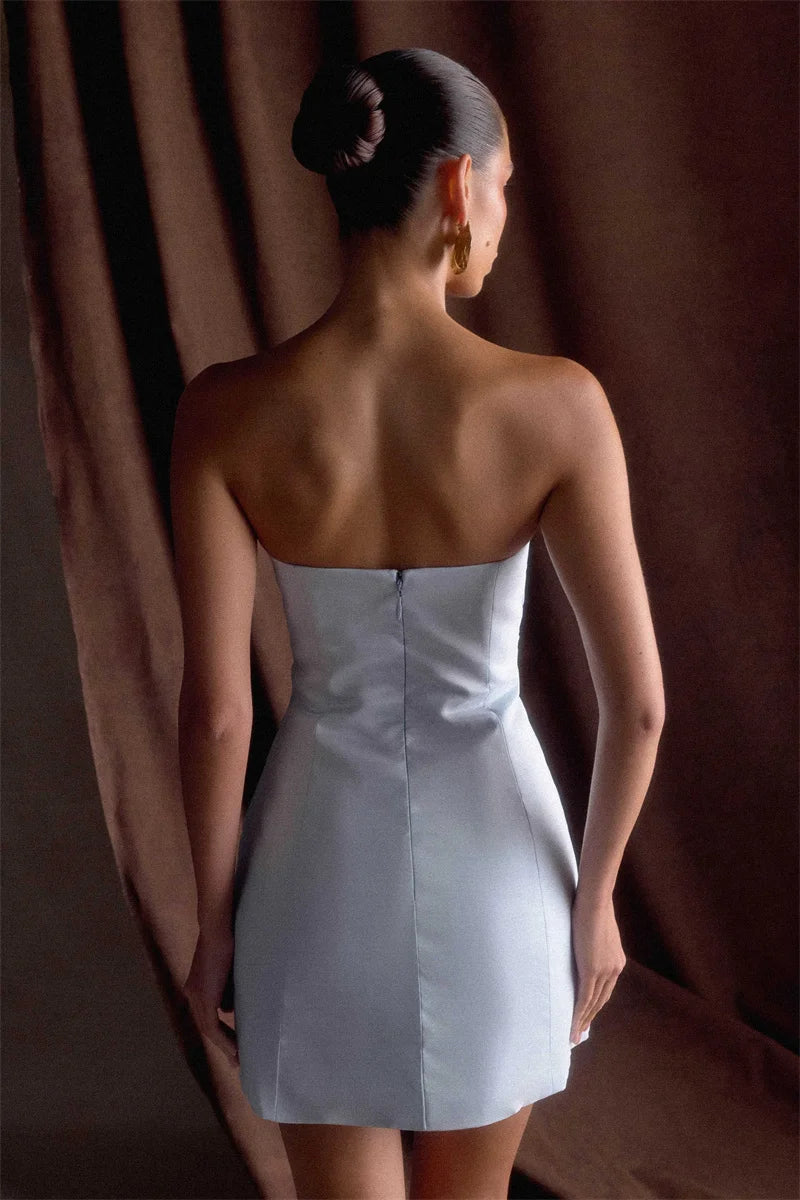 שמלת מיני סטרפלס סאטן - ג'ני