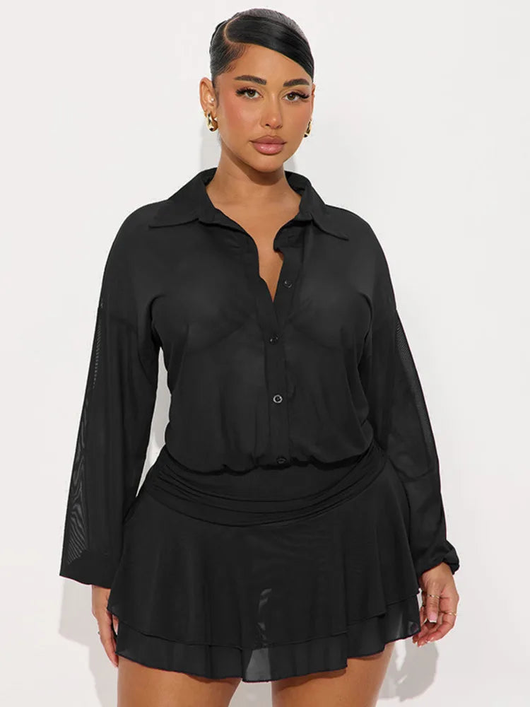 שמלת מיני שיפון מלמלה בעיצוב כפתורים - רעות