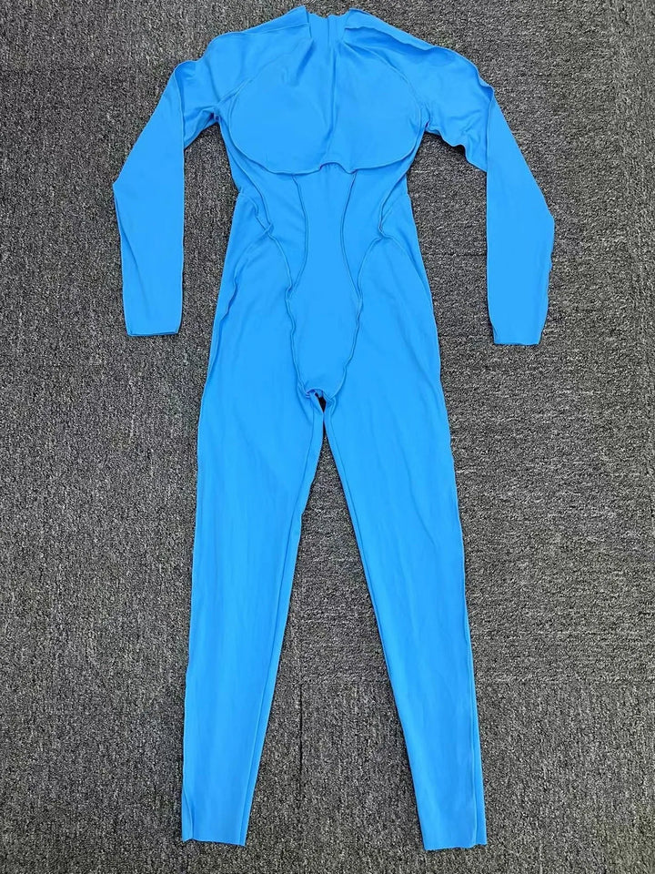 אוברול בד מחטב בעיצוב תפירה חיצונית גב פתוח - קוני