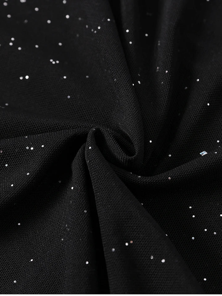 שמלת מקסי נצנצים בעיצוב גב פתוח ושסע - מדמואזל