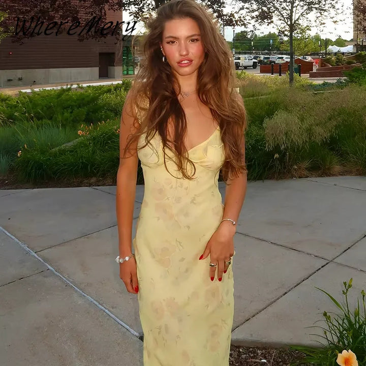 שמלת מקסי שיפון פרחונית - לילי אן