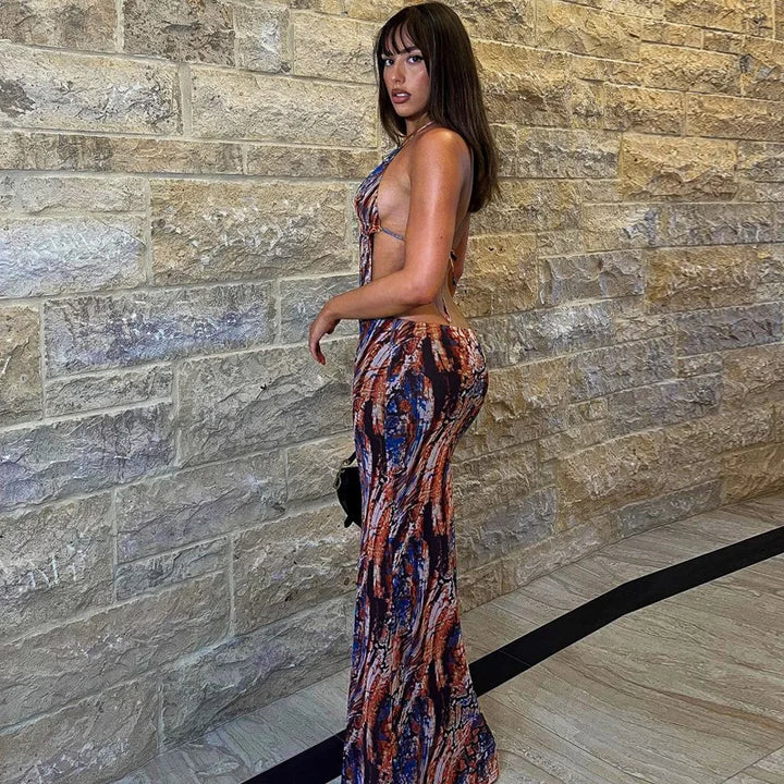 שמלת מקסי פתחים בהדפס טאי דאי - וונדה