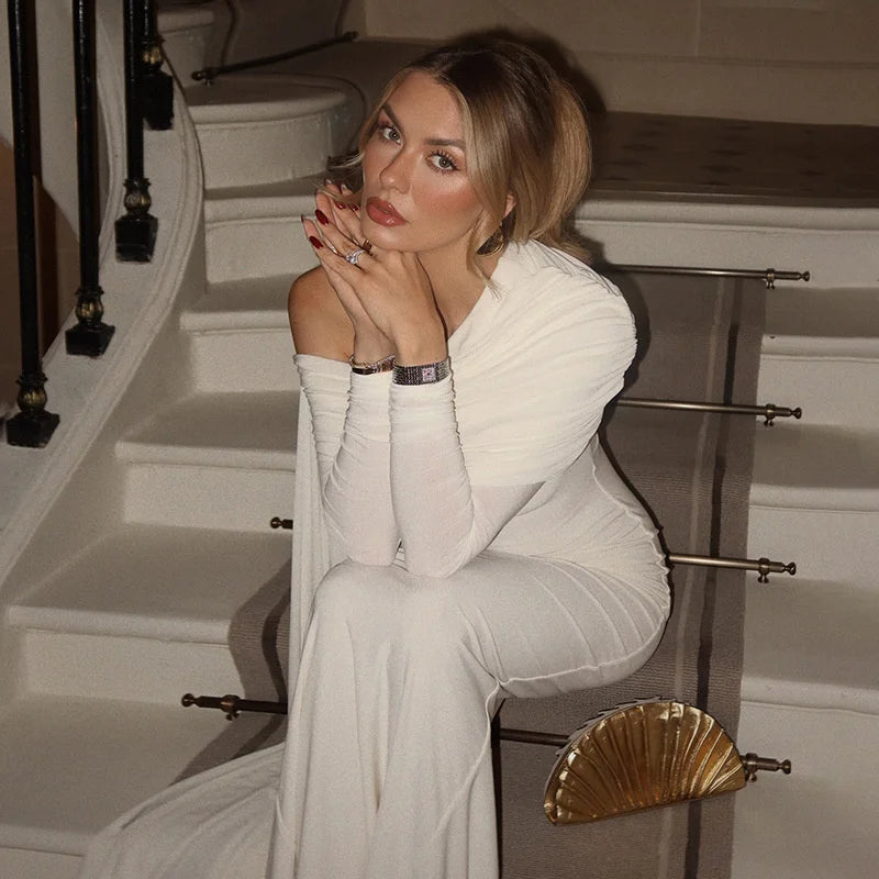 שמלת מקסי בעיצוב כתף חשופה ושובל - אלורה