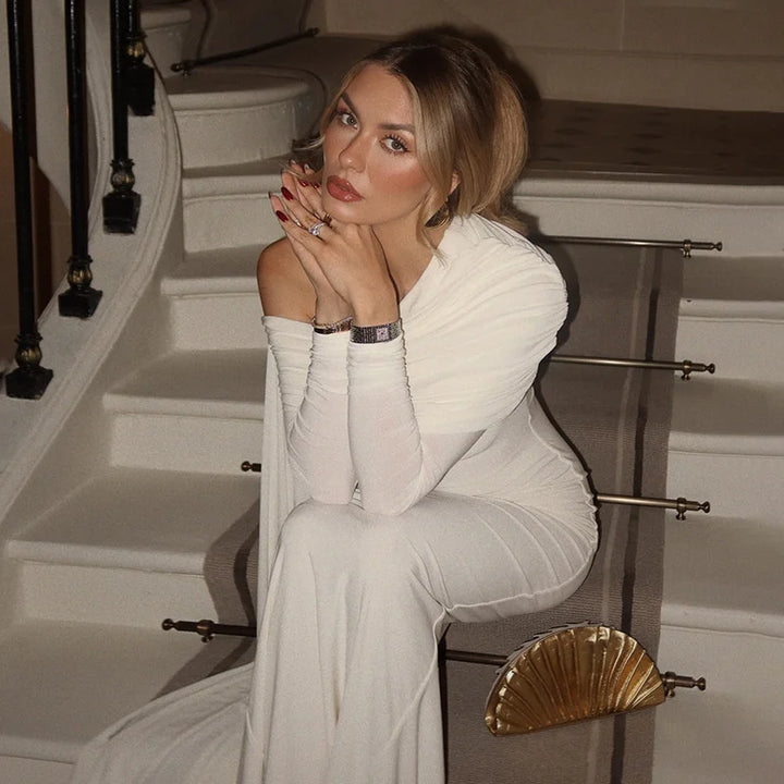 שמלת מקסי בעיצוב כתף חשופה ושובל - אלורה