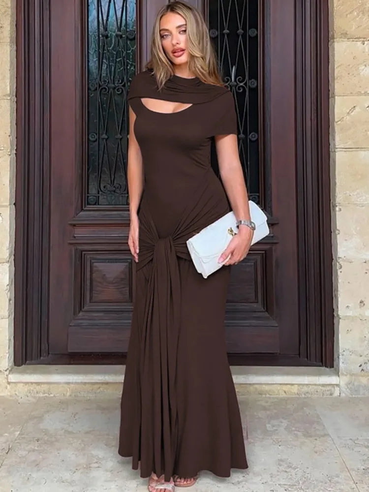שמלת מקסי בעיצוב קשירה ופתח - תמרה