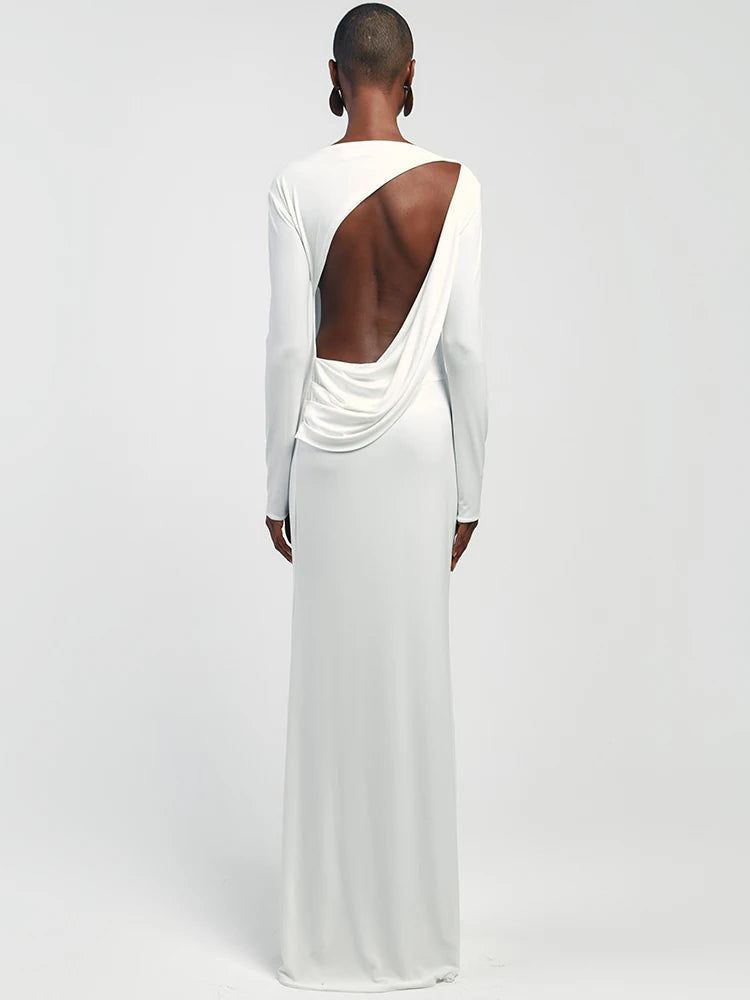 שמלת מקסי אלגנטית בעיצוב גב פתוח - אורנה