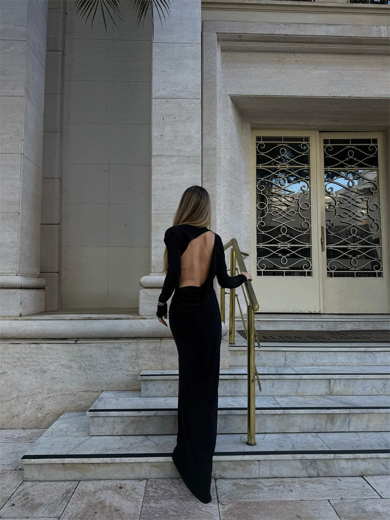 שמלת מקסי אלגנטית בעיצוב גב פתוח - אורנה