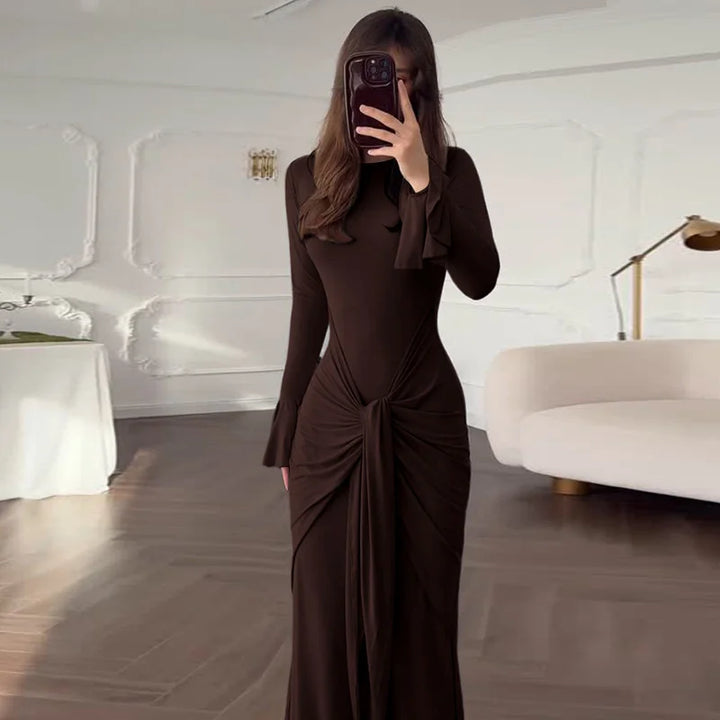 שמלת מקסי בעיטור קשירה ושרוולי פעמון - ברכה