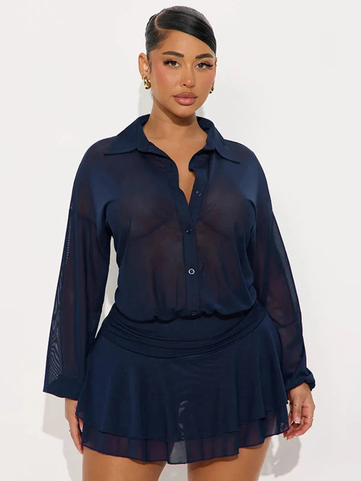 שמלת מיני שיפון מלמלה בעיצוב כפתורים - רעות