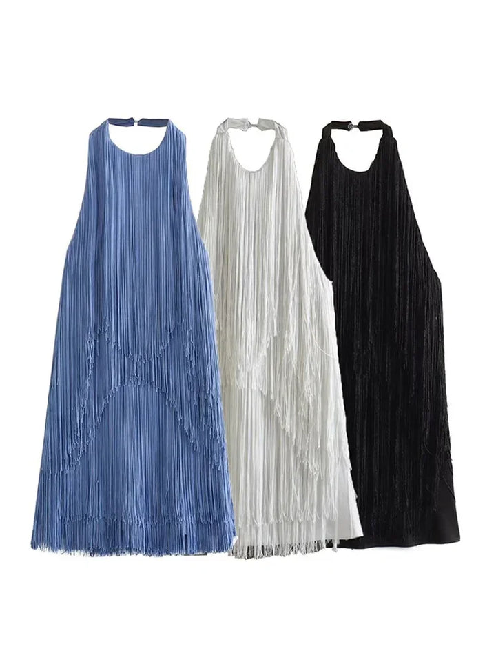 שמלת מיני קולר גב פתוח בעיצוב פרנזים - מריצה