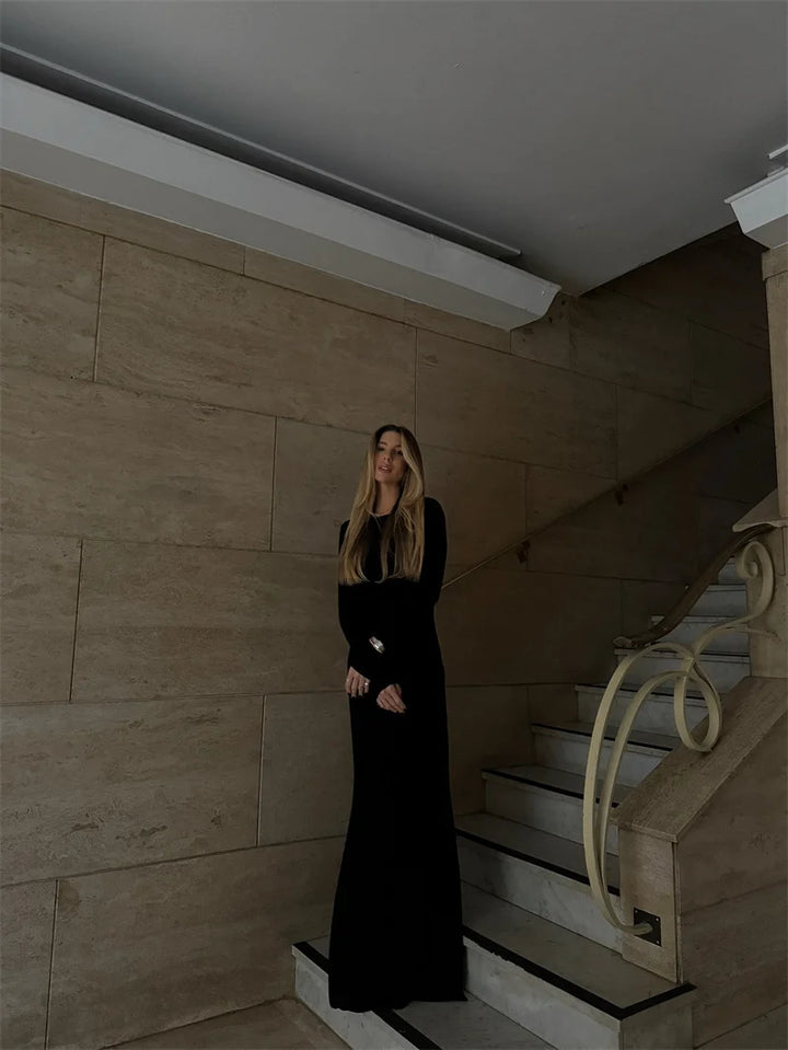 שמלת מקסי אלגנטית בעיצוב גב פתוח - אורנה