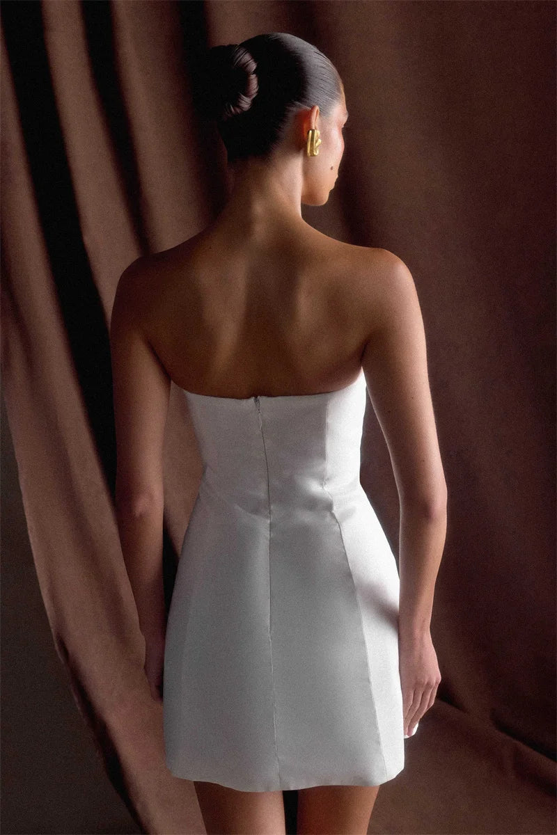 שמלת מיני סטרפלס סאטן - ג'ני