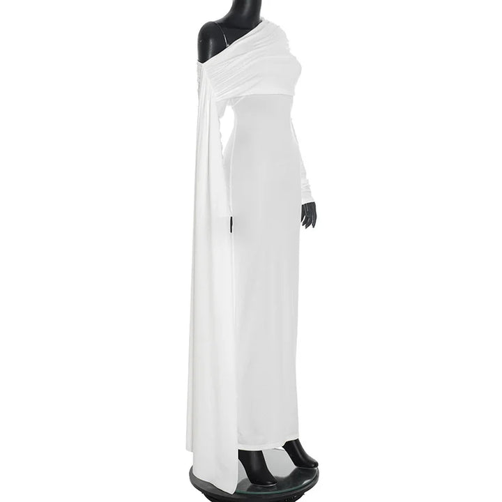 שמלת מקסי בעיצוב כתף חשופה ושובל - אלורה