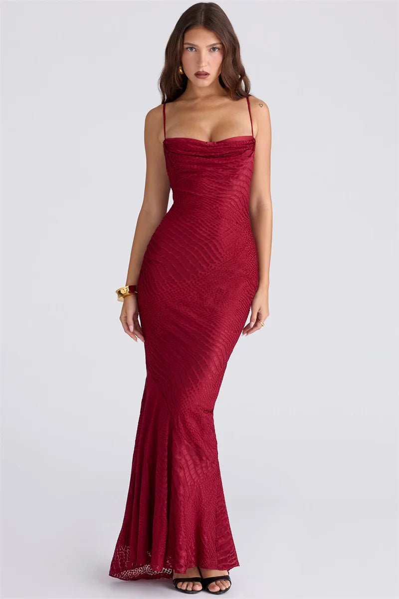 שמלת מקסי סאטן בעיצוב מנוחש - רוזין