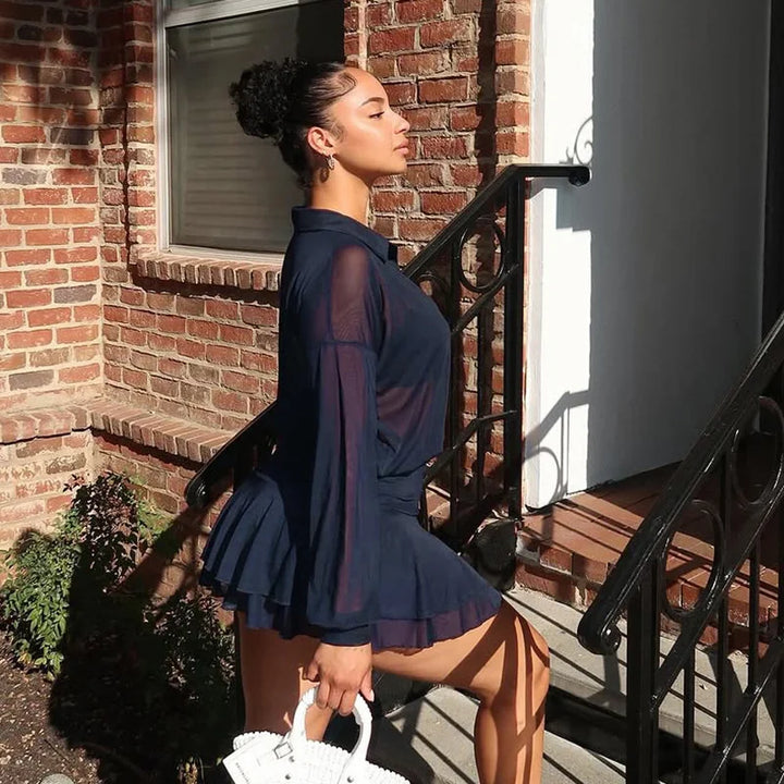 שמלת מיני שיפון מלמלה בעיצוב כפתורים - רעות